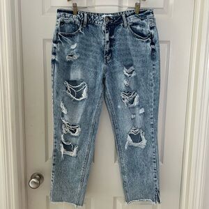 KanCan Acid Wash Distressed Ankle Jeans Size 13/30